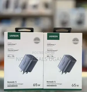 UGREEN Nexode 65W 3-Port Type C Charger, Foldable USB-C Fast Charger
