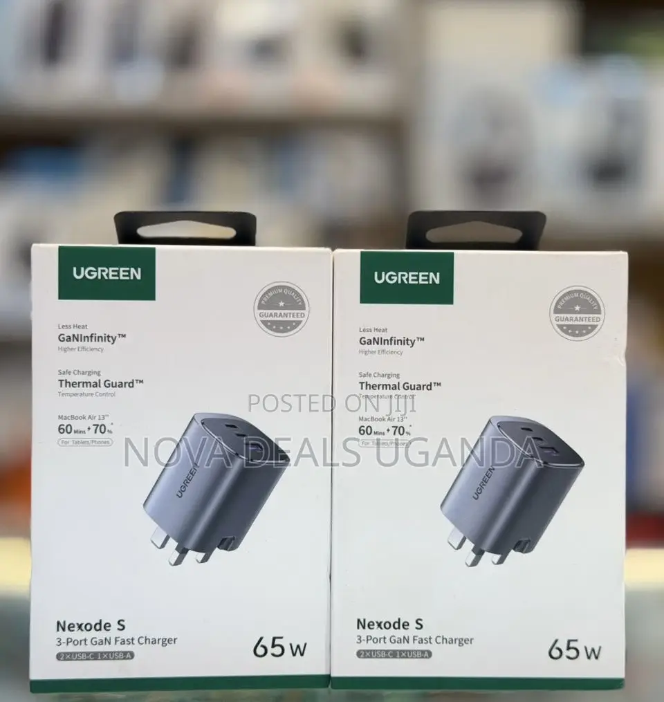 UGREEN Nexode 65W 3-Port Type C Charger, Foldable USB-C Fast Charger