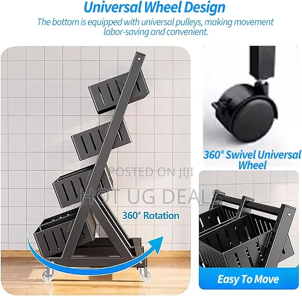 4-Tier Storage Cart Shelf Supermarket Movable Vegetable Storage Rack