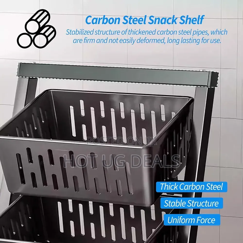 4-Tier Storage Cart Shelf Supermarket Movable Vegetable Storage Rack