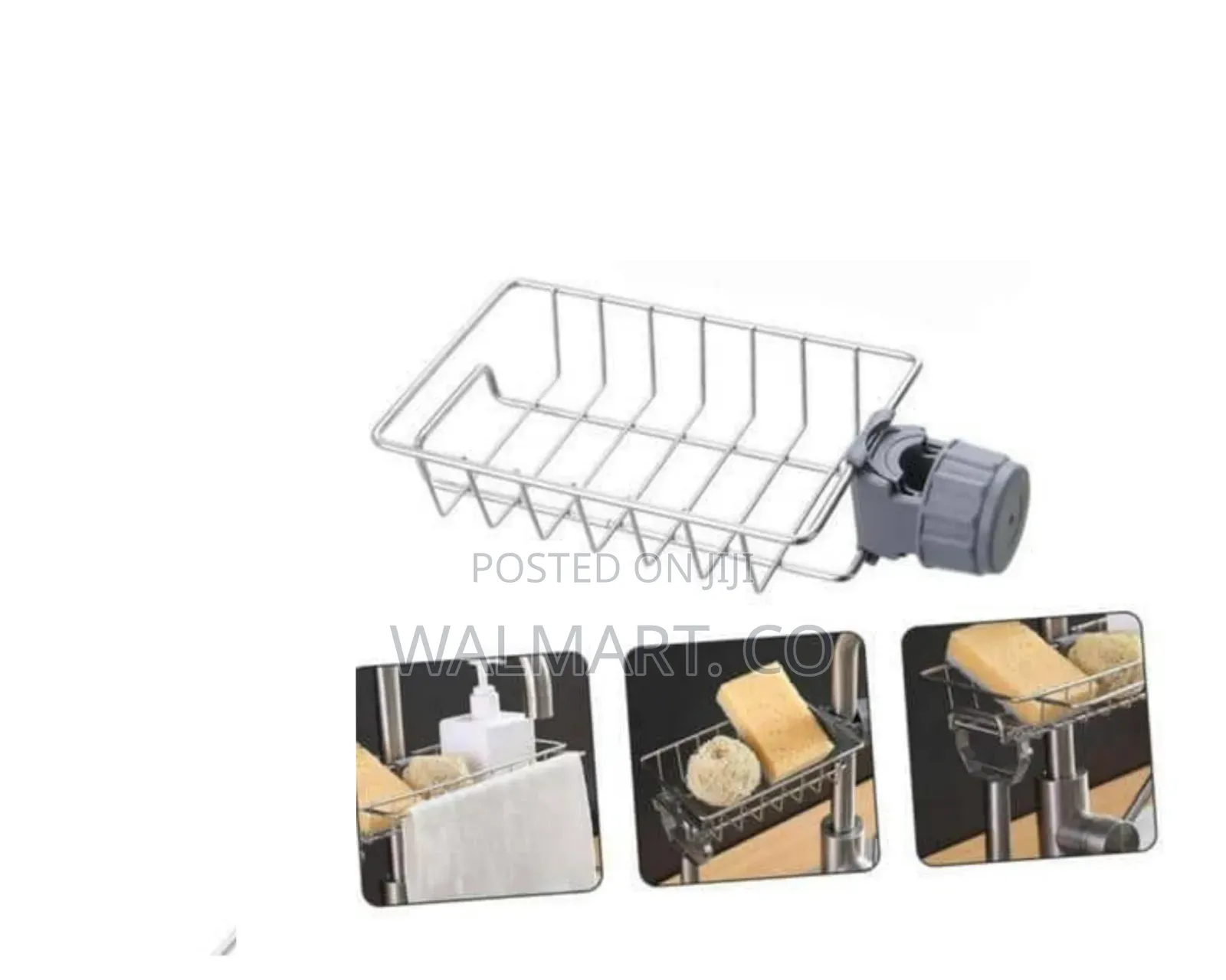 Aucet-Mounted Kitchen Sink Caddy and Sponge Organizer.