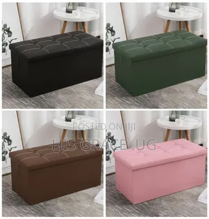 Leather Ottoman Foldable Storage Boxes Available in Different Colors