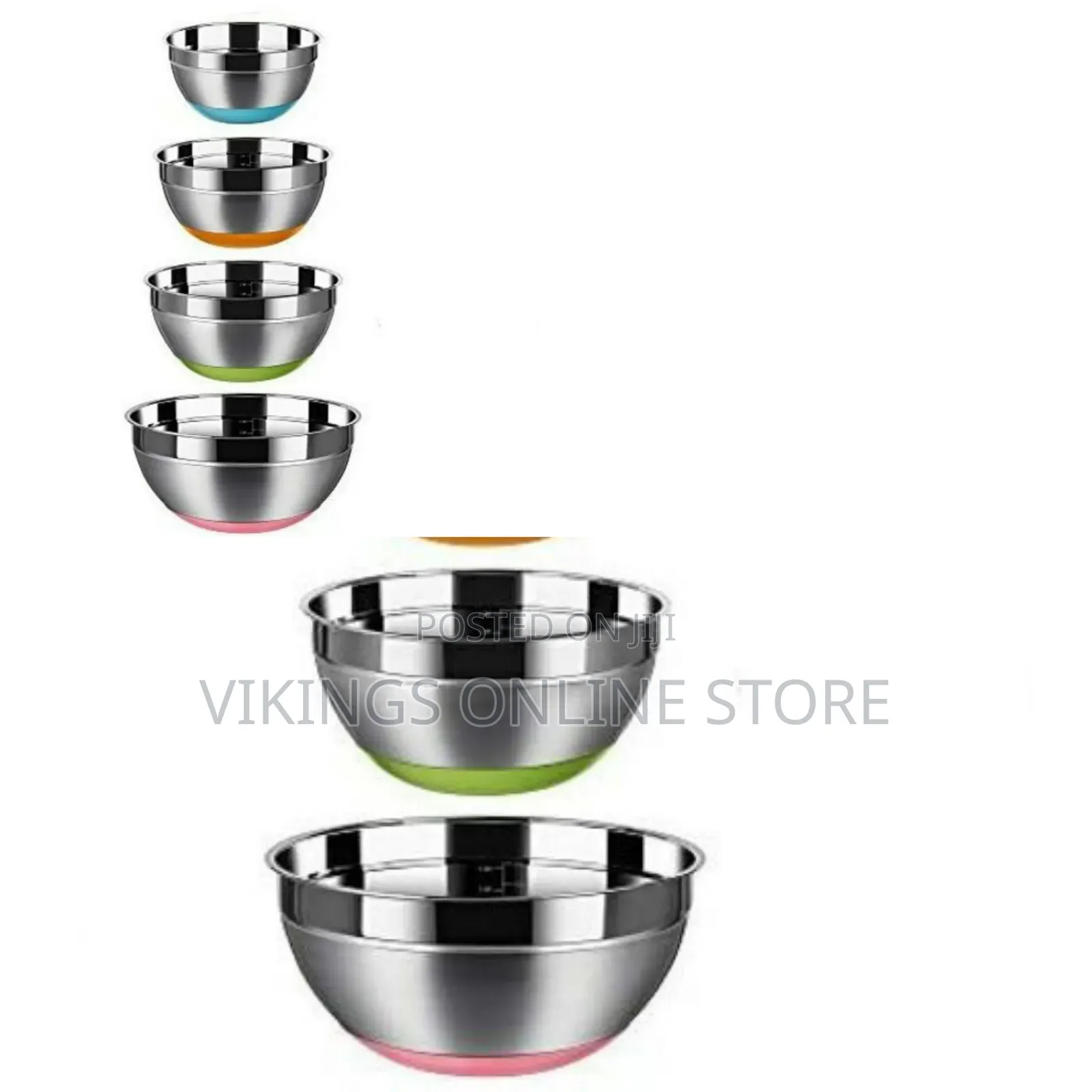 4pc Kitchen Steel Mixing Bowls for Baking Cooking Salad Fruits