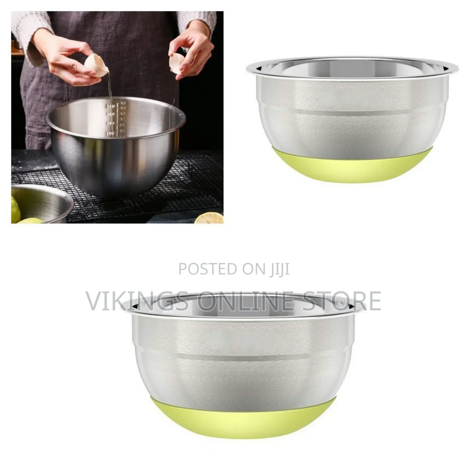 20Cm Kitchen Steel Mixing Bowl for Baking Cooking Salad Fruits- Silver