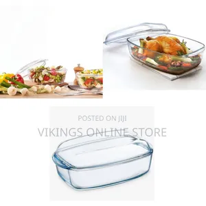 Pyrex Glass Rectangular Casserole Oven Dish With Lid,6.5L, Colourless