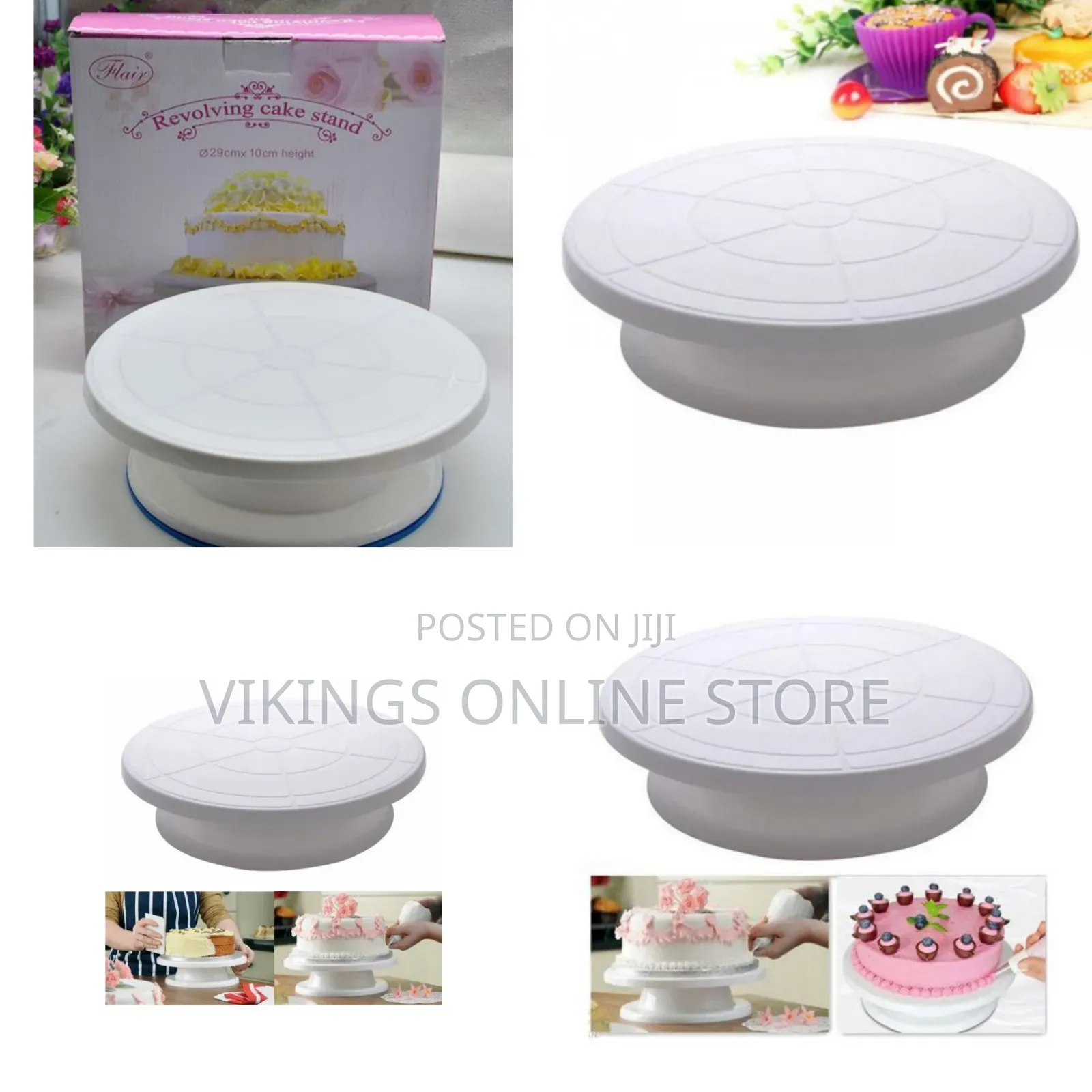 Turntable Rotating Anti-Skid Cake Decorating Stand, White