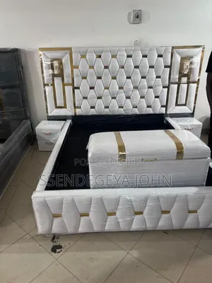 Modern Cream-Colored Upholstered Bed Set