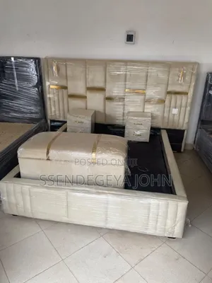 Modern Cream-Colored Upholstered Bed Set