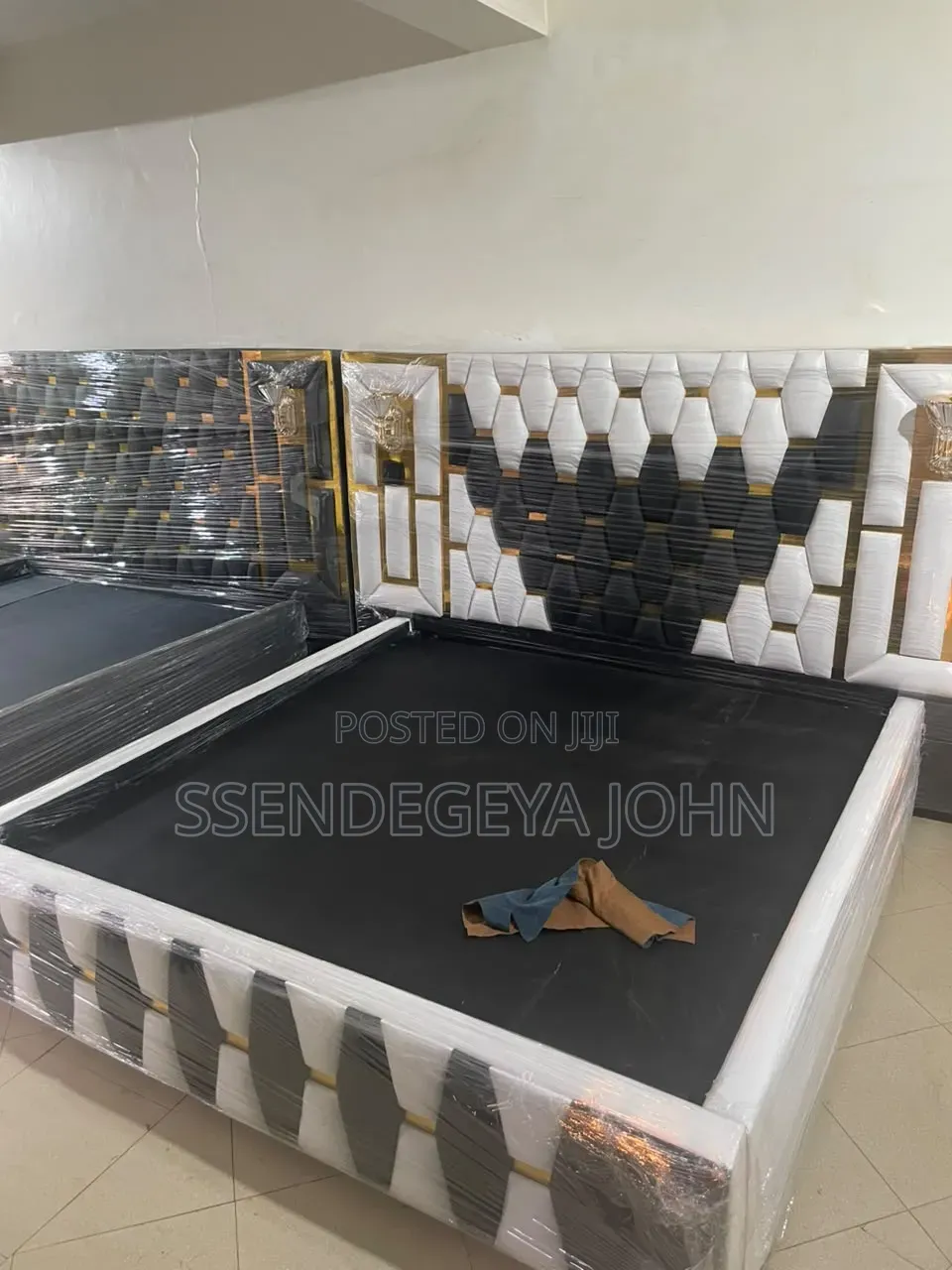 Modern Cream-Colored Upholstered Bed Set