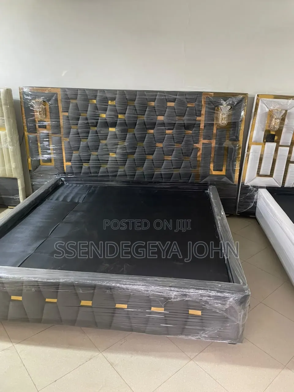 Modern Cream-Colored Upholstered Bed Set