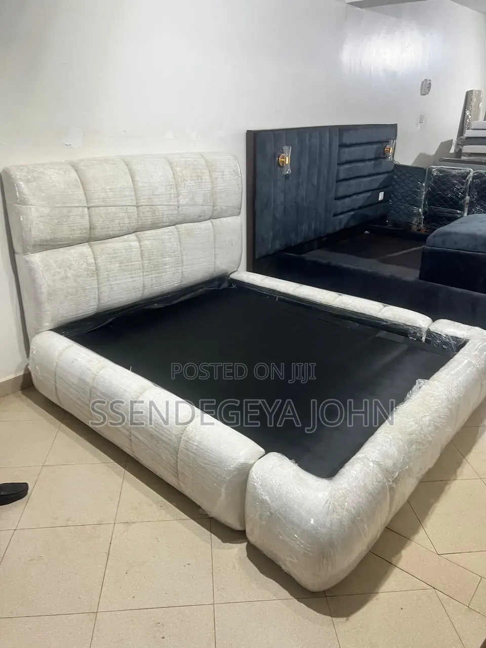 Modern White Upholstered Bubble Bed