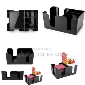 ABS Plastic Bar Napkin Utensil Caddy Organizer - 6 Compartment