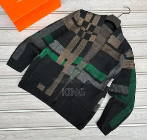Plaid/Check-Pattern Knitted Cardigans
