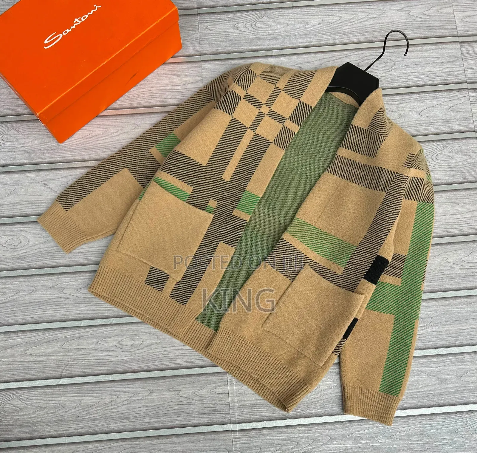 Plaid/Check-Pattern Knitted Cardigans