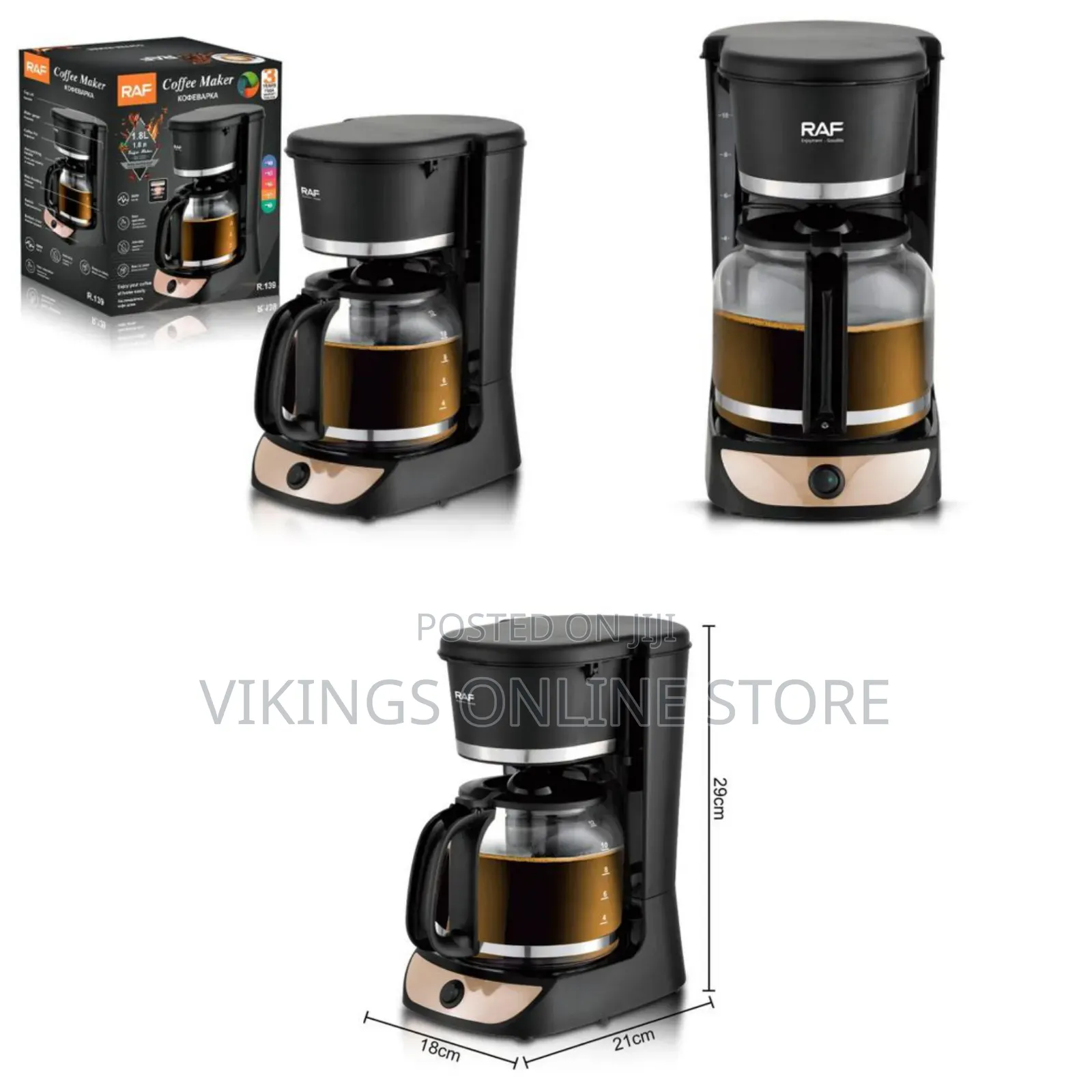 RAF 1.8L Smart Coffee Machine 12 Cup Coffee Maker Electric