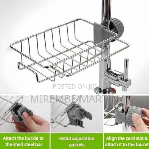 Aucet-Mounted Kitchen Sink Caddy and Sponge Organizer