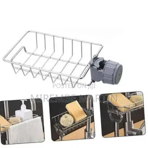 Aucet-Mounted Kitchen Sink Caddy and Sponge Organizer