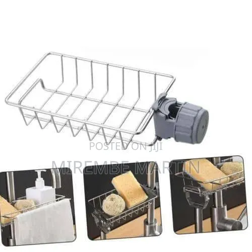 Aucet-Mounted Kitchen Sink Caddy and Sponge Organizer