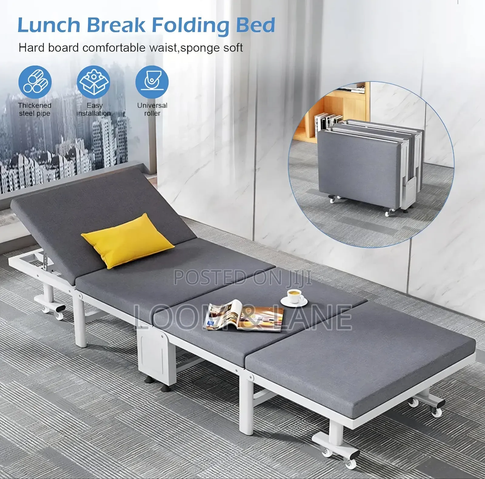 Portable Foldable Bed With 6-Position Backrest