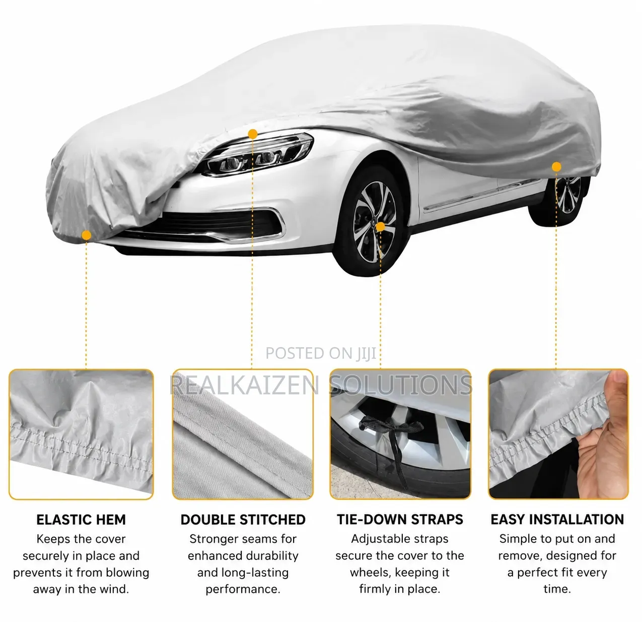All-Weather Thickened PEVA Silver Gray Breathable Car Protective Cover