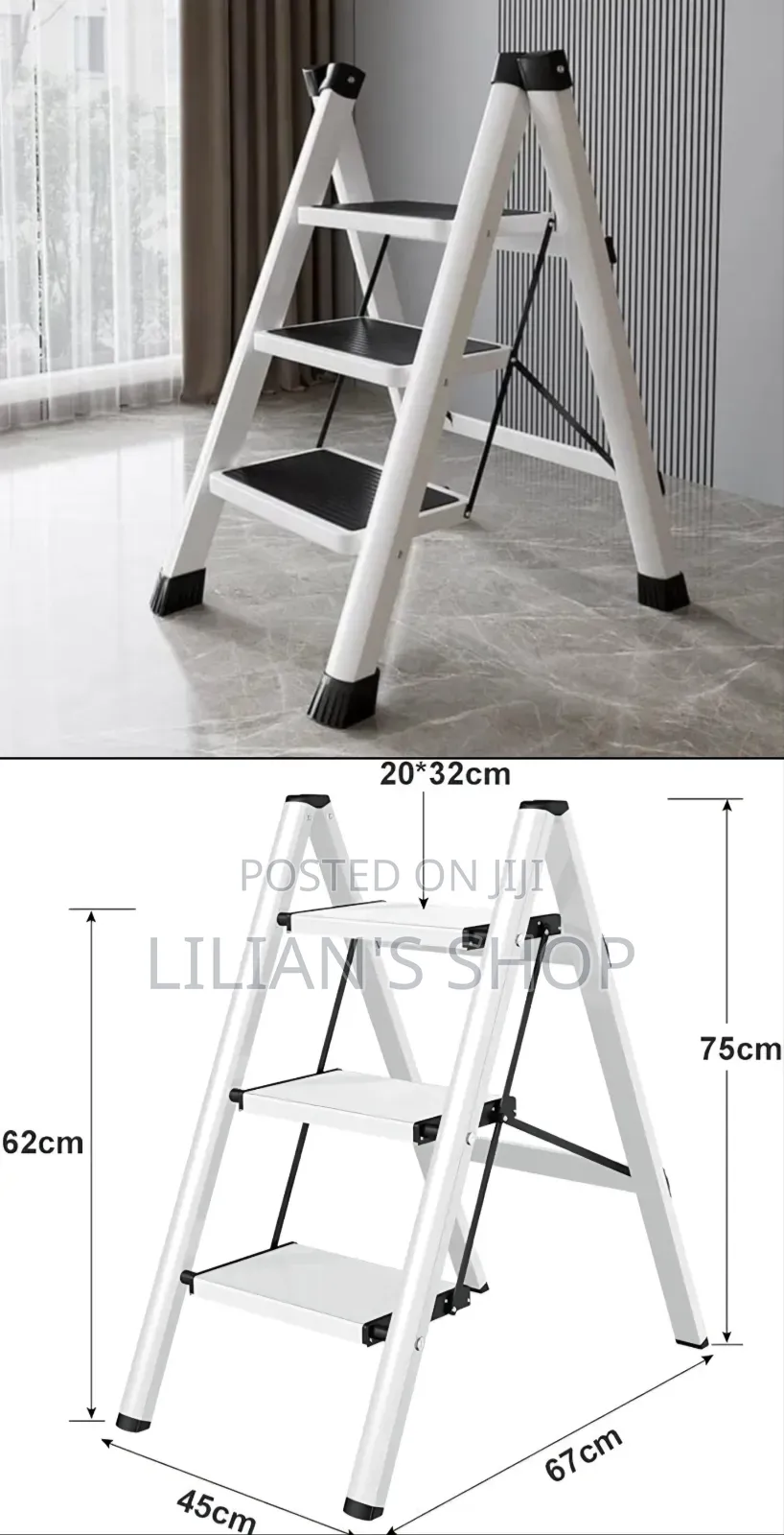 3-Step Lightweight, Portable, and Foldable Household Step Ladder