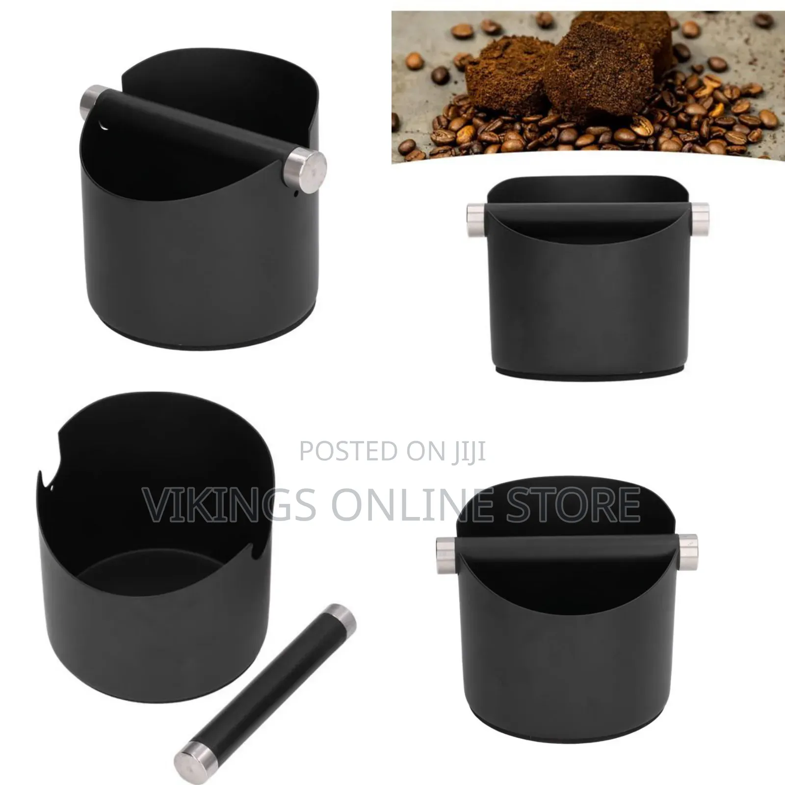 Coffee Grinder Bin, Stainless Steel Coffee Knock Round Bucket