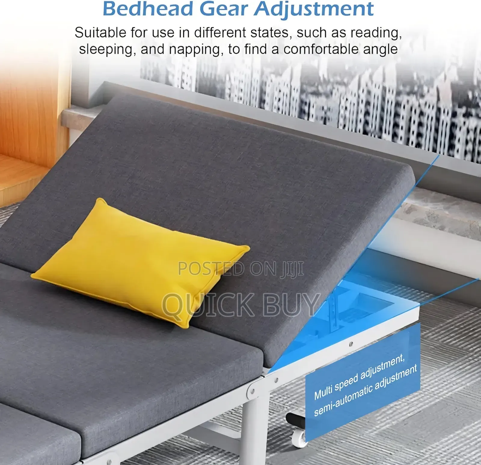 Portable Foldable Bed With 6-Position Backrest