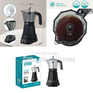 WINNING STAR 6 Cups, Electric Moca Pot Small, Italian Aluminum Kahve