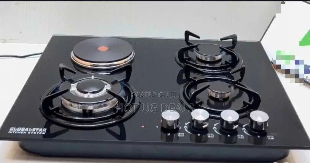 3+1 Built-in Hybrid Hob (3 Gas Burners + 1 Electric Hot Plate)