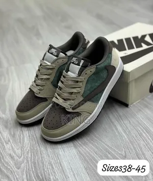 Nike Air Jordan 1 Low X Travis Scott Sneakers Olive Green Suede