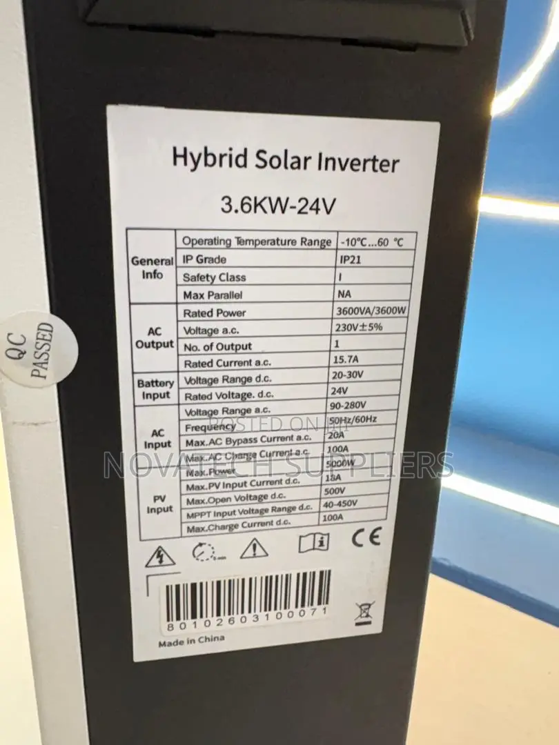 Sunshine 3600W 24V Hybrid Solar Inverter 500V PV Input