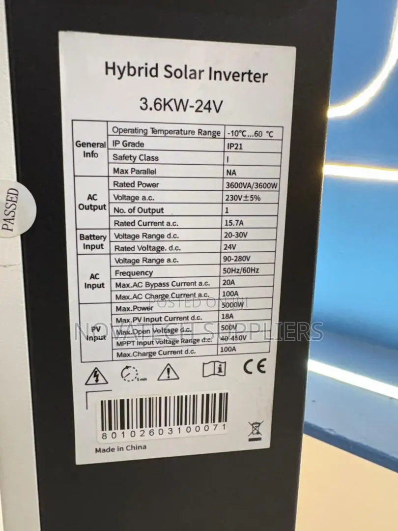 3.6kW Sunshine Hybrid Solar Inverter 24V 100A Charger