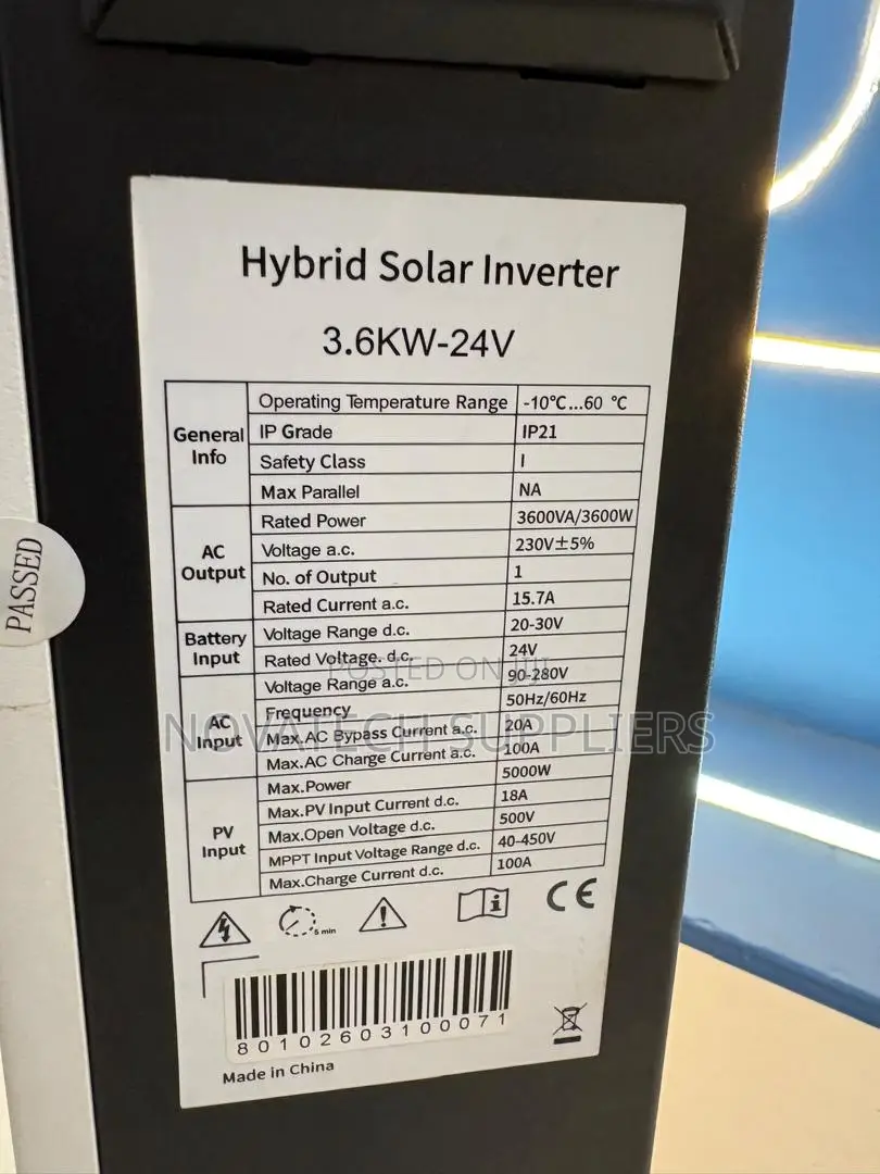 Sunshine 3600W 24V Hybrid Inverter 5kW Solar Input 50/60Hz