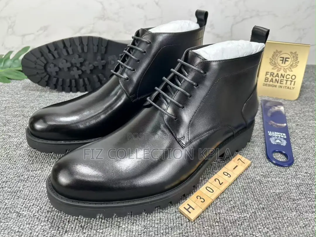 Original Franco Banetti Black Leather Lug Sole Boots