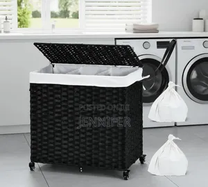 Laundry Hamper With Wheels and a 3-Section Divided Interior