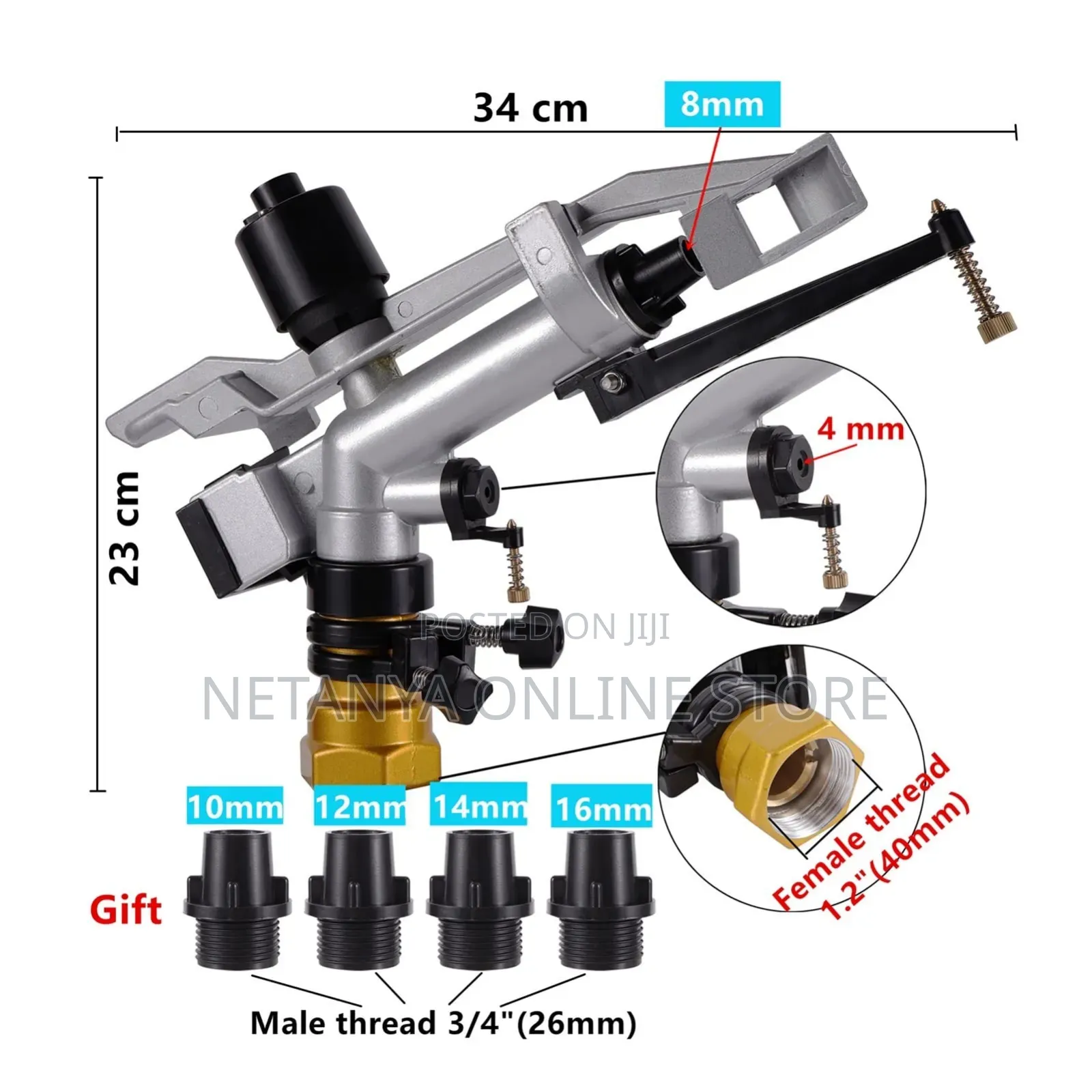 Heavy-Duty, Long-Range Agricultural Impact Rain Gun Sprinkler