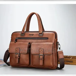 Jeep Buluo 14-Inch Leather Laptop Briefcase - Brown