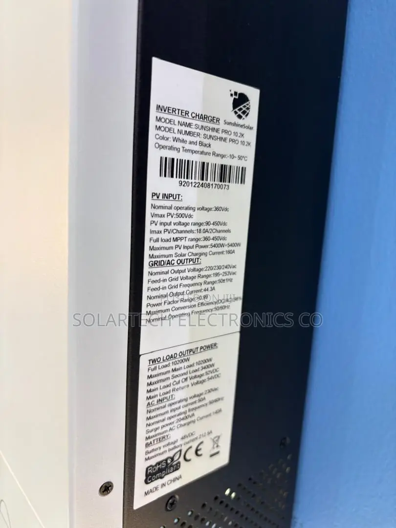 10.2kW Sunshine PRO Hybrid Solar Inverter 5400W+5400W PV