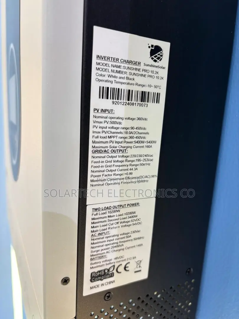 Sunshine PRO 10.2kW Hybrid Inverter 450V MPPT 212.5A