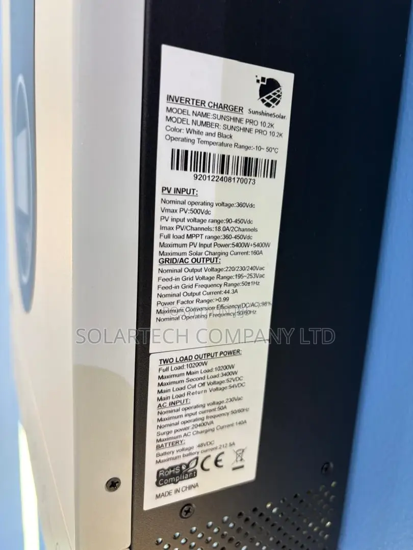 Sunshine PRO 10.2kW Hybrid Inverter 450V MPPT 212.5A