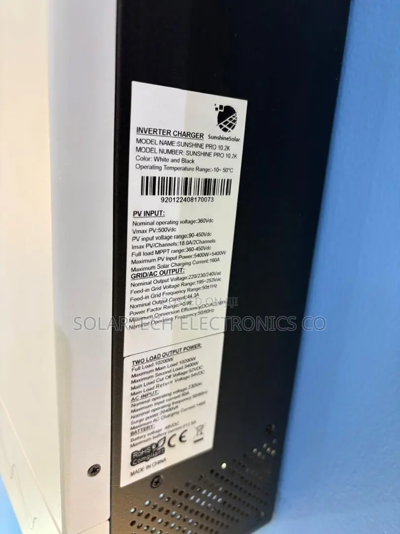 Sunshine PRO 10. 48V Hybrid Solar Inverter 20.4kVA Surge