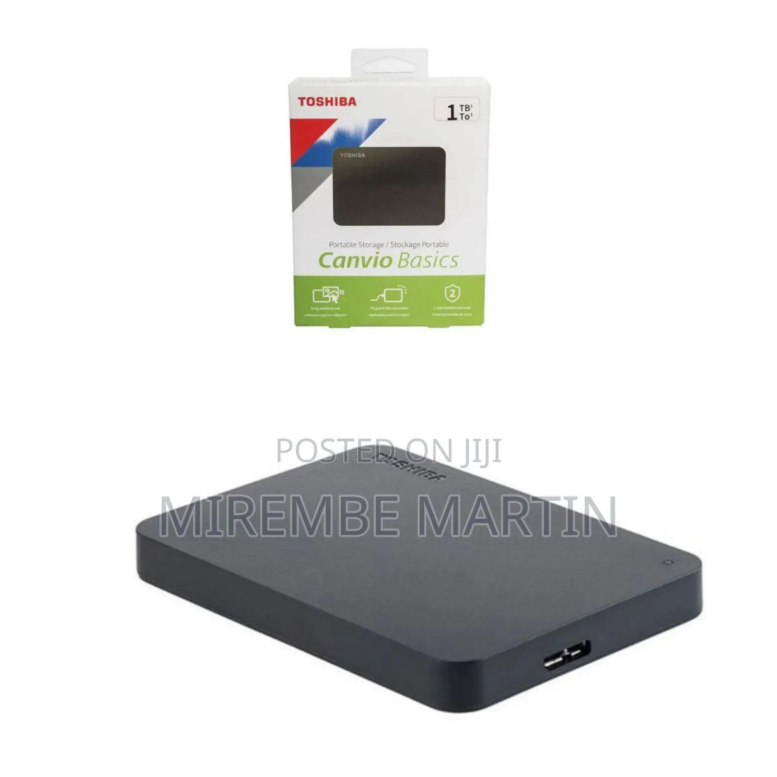 Toshiba Canvio Basics 1TB External USB 3.0 Portable Hard Drive - Black