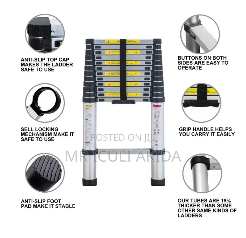15steps 4.4mtrs Aluminium Telescopic Extension Ladder