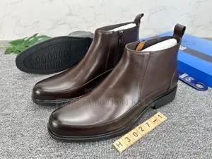 Original Franco Banetti Men’s Dark Brown Leather Formal Side-Zip Boots