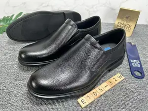 Original Franco Banetti Black Textured Leather Slip-on Dress Shoes
