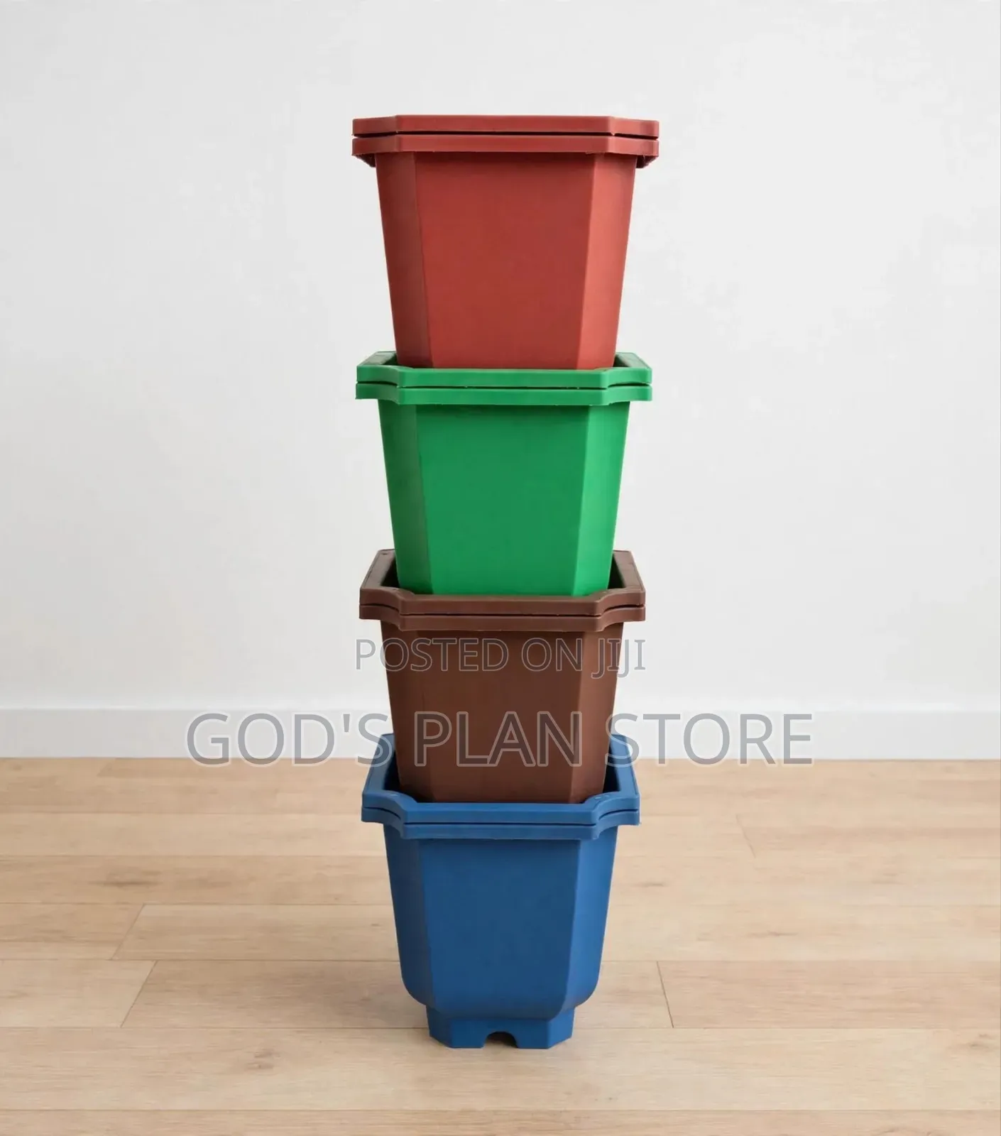Stackable Red,Green,Blue, Brown Plastic Flower Pot Plastic Flower Pot
