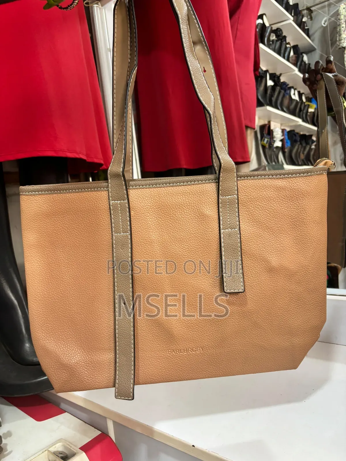 Pebbled Tote Bag (Tan)