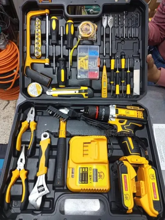 Cordless Drill Tool Box Set With 2 Batteries