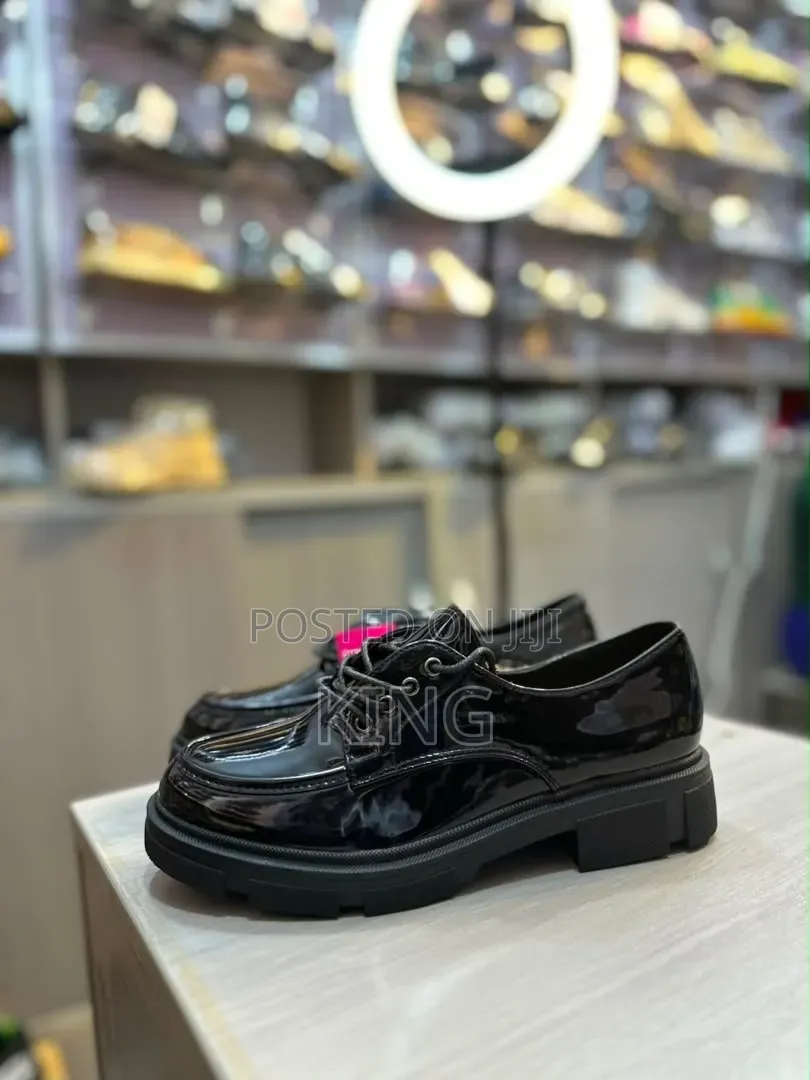 Stylish Black Patent Platform Loafers