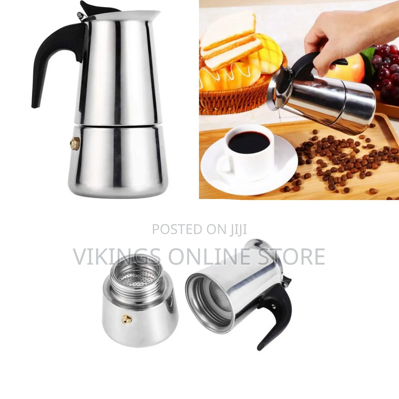 6 Cups Moka Pot Large Capacity Stainless Steel 304 Moka Pot Coffee